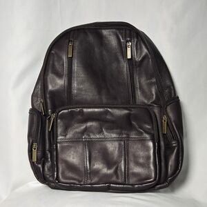 Dark Brown Mahogany Tone Soft Genuine Leather Backpack Purse